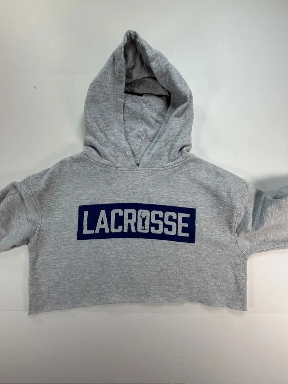 Adrenaline Youth Size XL Cropped Lacrosse Hoodie Gray Fleece Graphic Sweatshirt